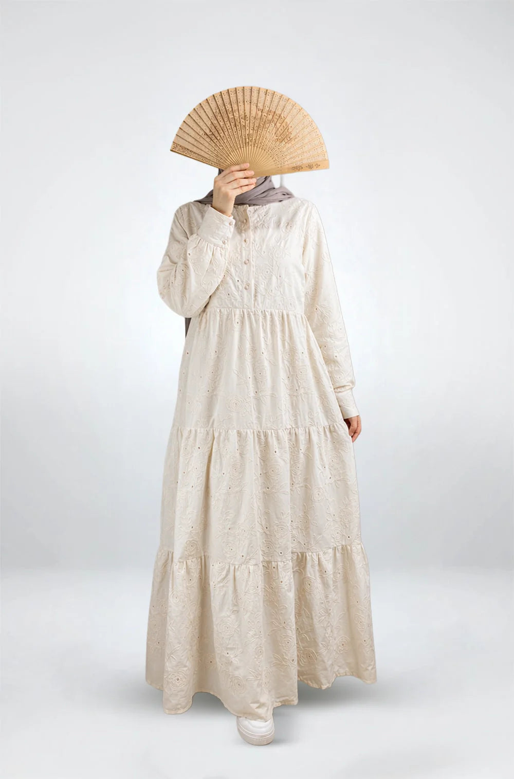 Bloom Embroidered Maxi Dress-Cotton Voile