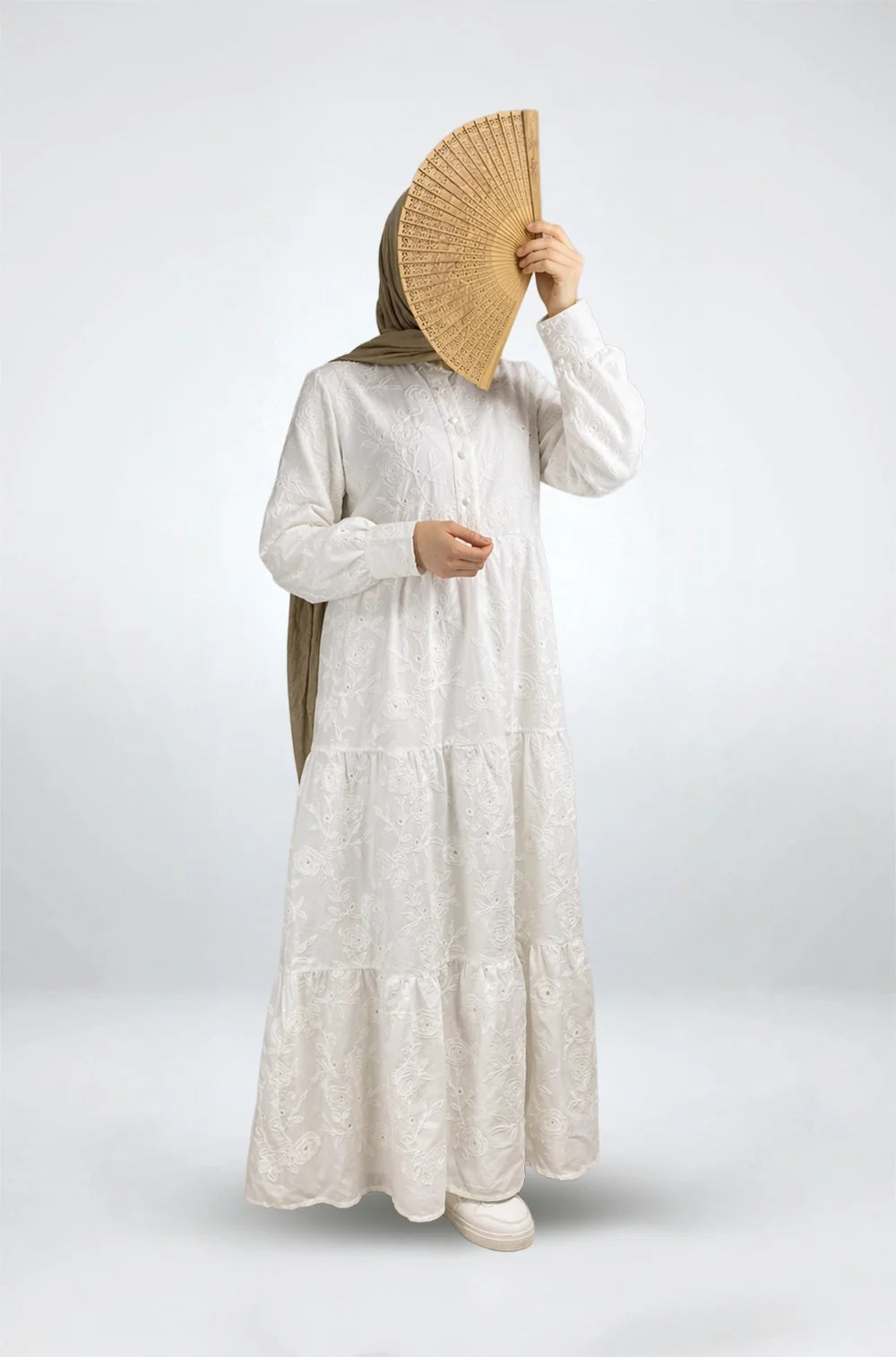 Bloom Embroidered Maxi Dress-Cotton Voile